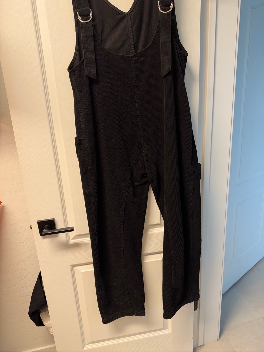 Women's Black Corduroy Overalls Jumpsuit
